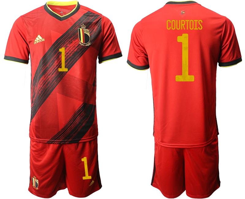 Men 2021 European Cup Belgium home red #1 Soccer Jersey